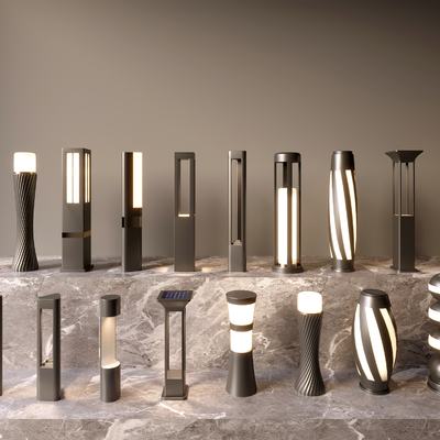  户外灯 景观灯 草坪灯 花园灯 庭院灯 地灯su模型 