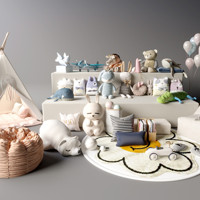  玩偶 摆件 抱枕 玩具 儿童帐篷su模型 