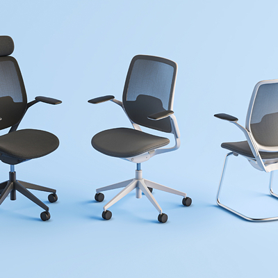  现代办公椅 职员椅 工位su模型 