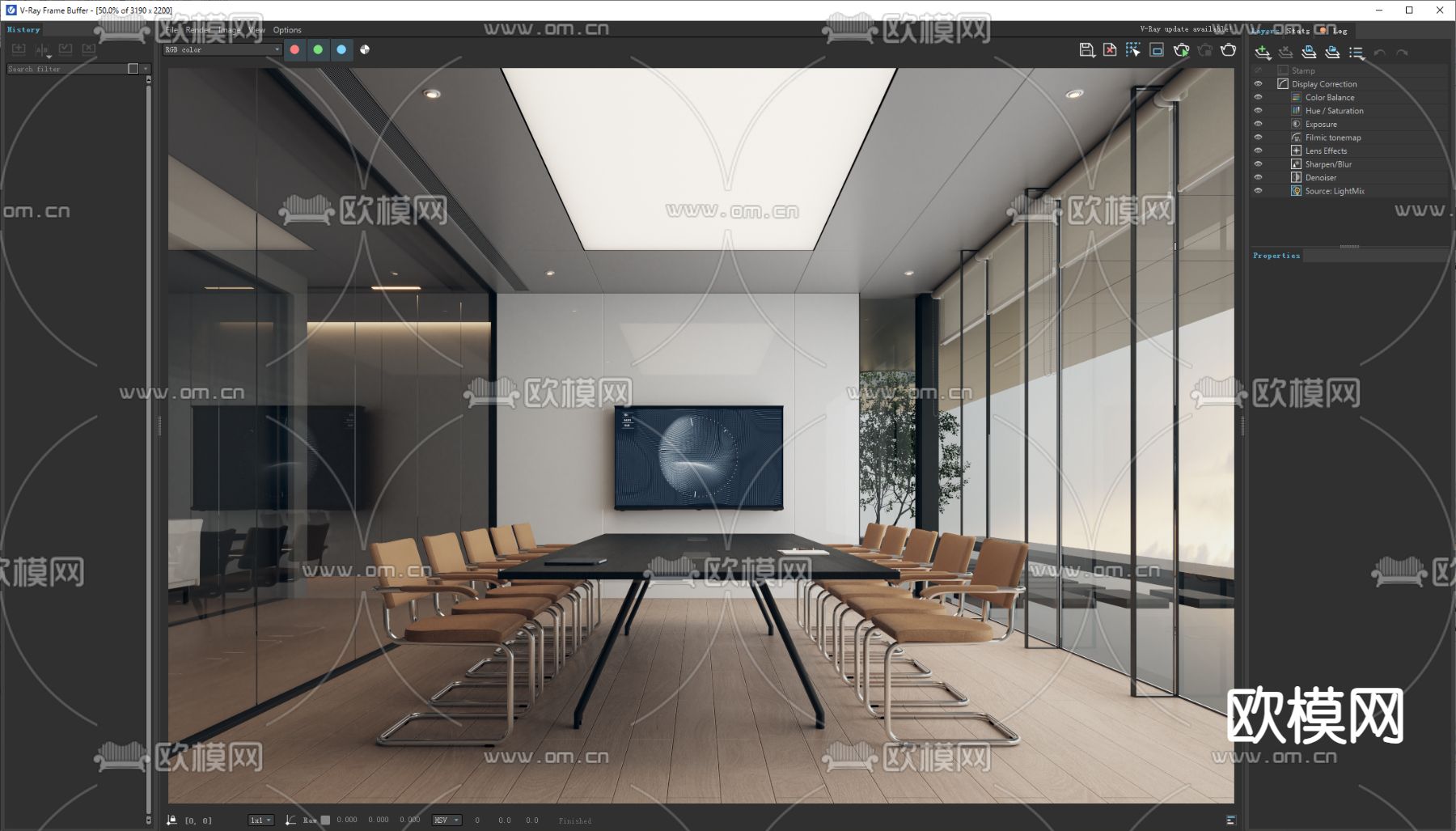现代会议室su模型下载（渲染图3）