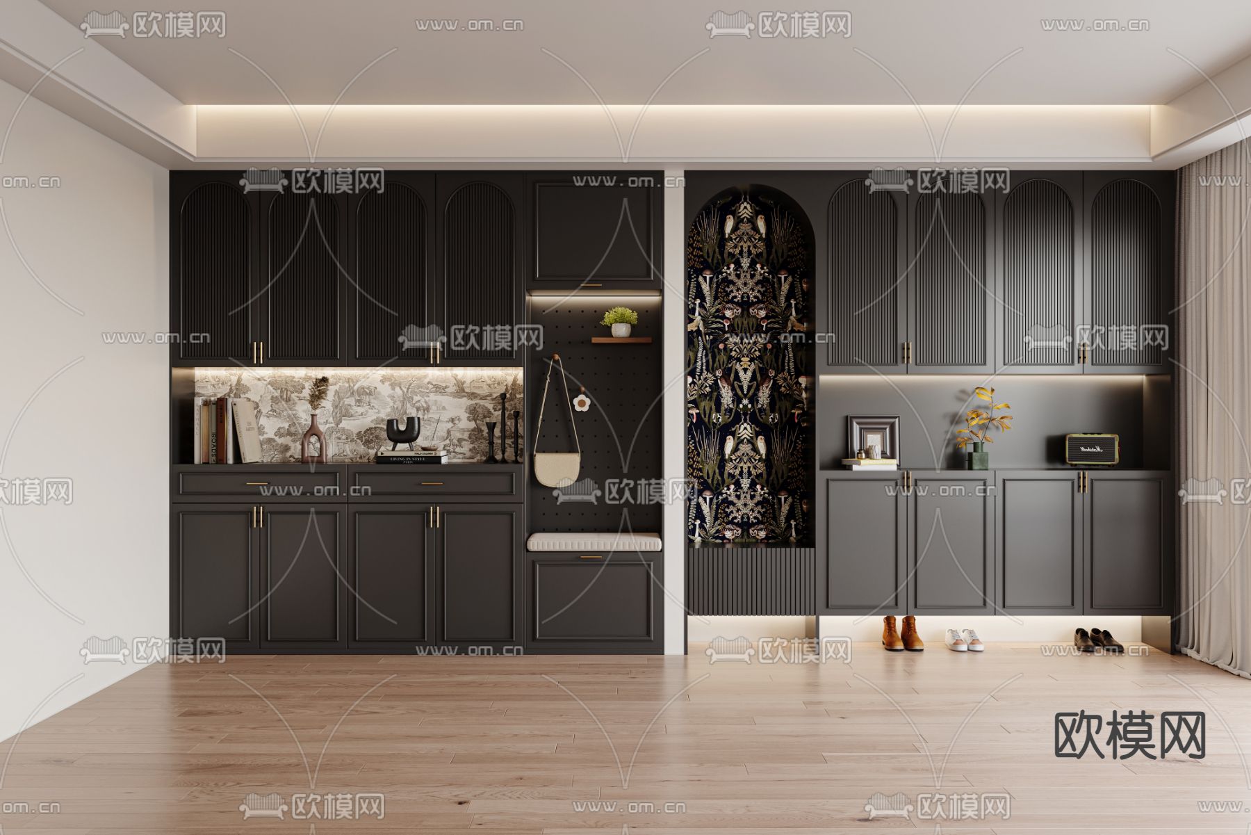 法式鞋柜 鞋帽柜su模型下载（渲染图1）