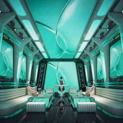  酒吧 夜总会 科技感ktv包房su模型 