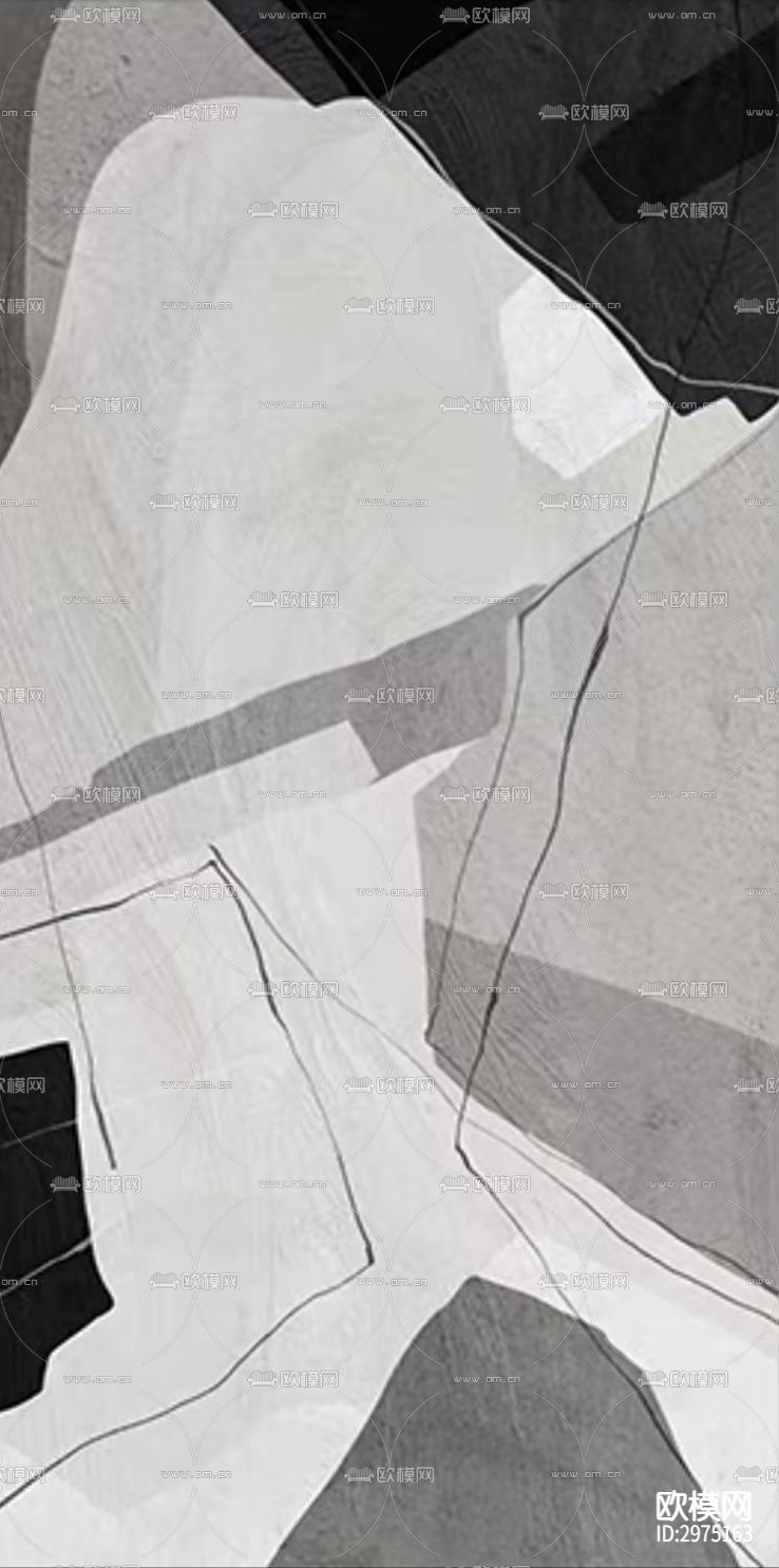 黑白侘寂线条装饰画下载（渲染图3）