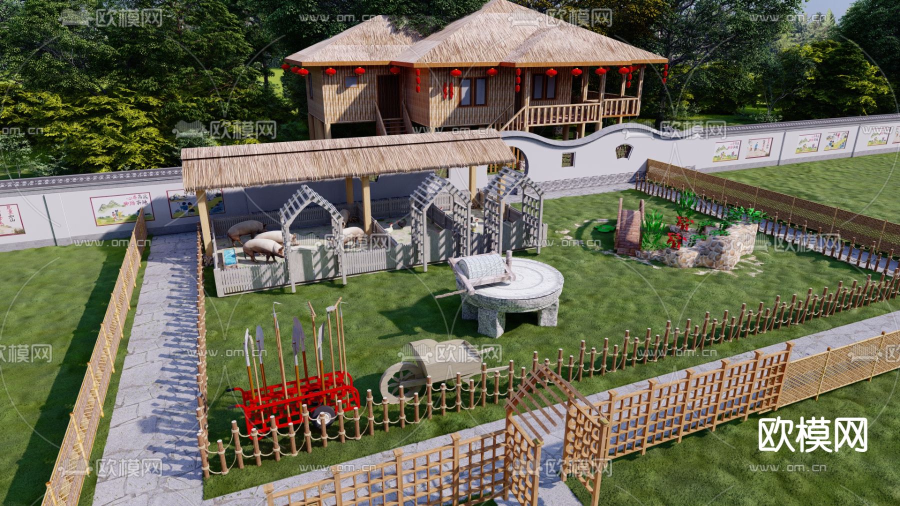 乡村菜地菜园 农家乐 田地蔬菜su模型下载（渲染图3）