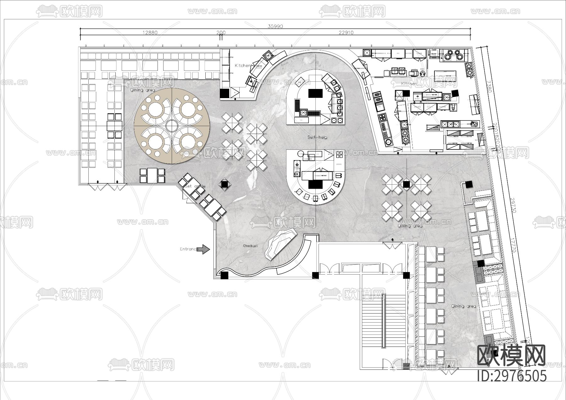 700㎡海鲜酒楼平面布置图下载