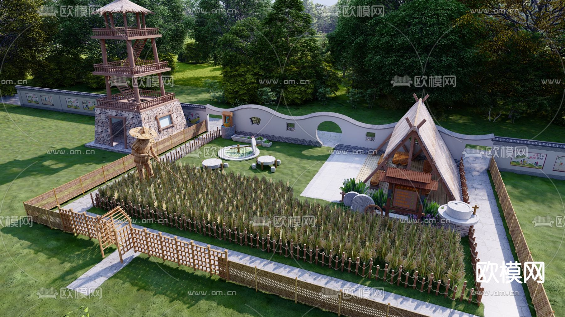 乡村菜地菜园 农家乐 田地蔬菜su模型下载（渲染图3）