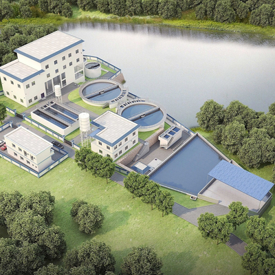  污水处理厂鸟瞰su模型 