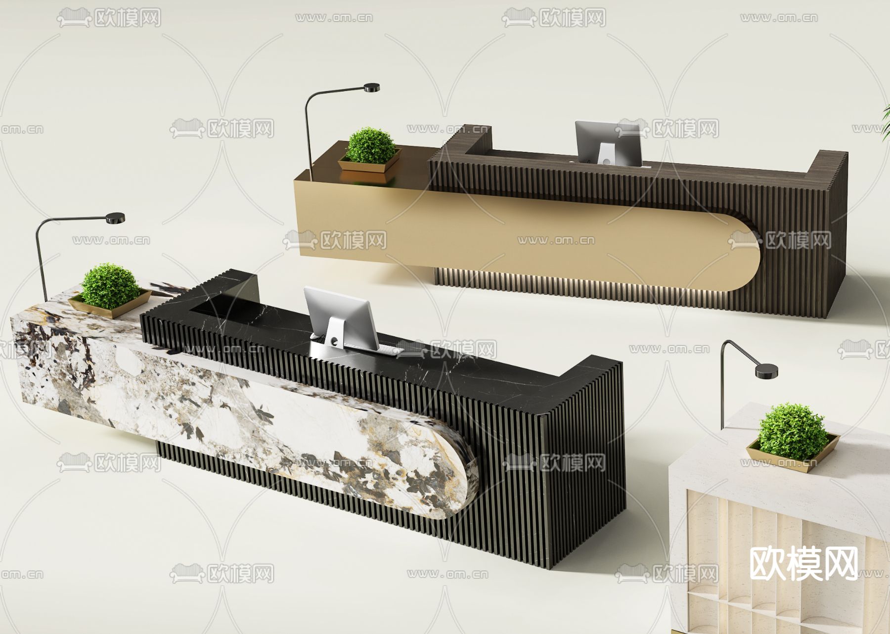 现代前台 接待台 服务台 咨询台su模型下载（渲染图3）