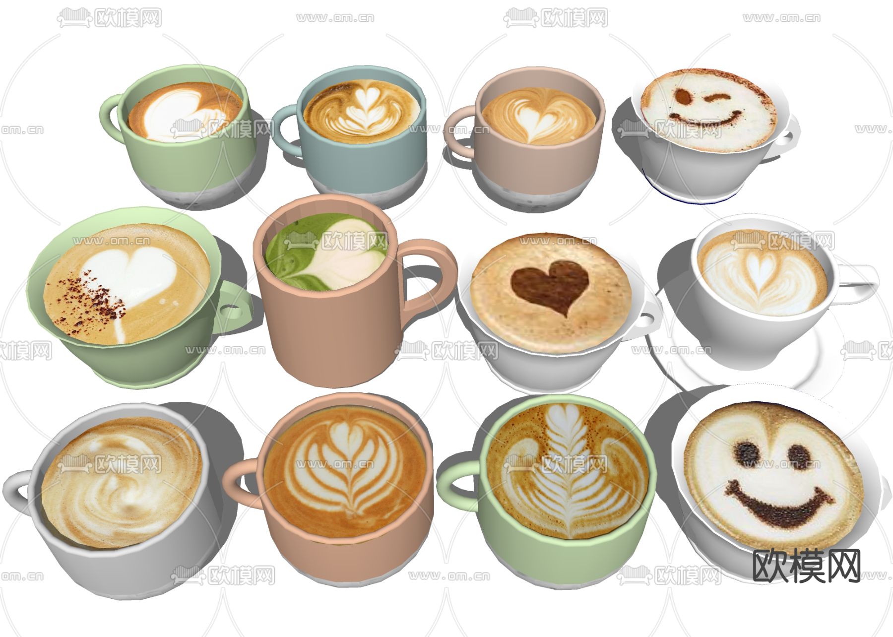 咖啡拉花 饮料热饮su模型下载（渲染图1）