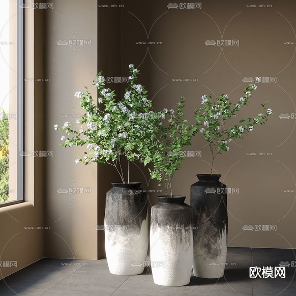 新中式盆栽 盆景 绿植3d模型下载