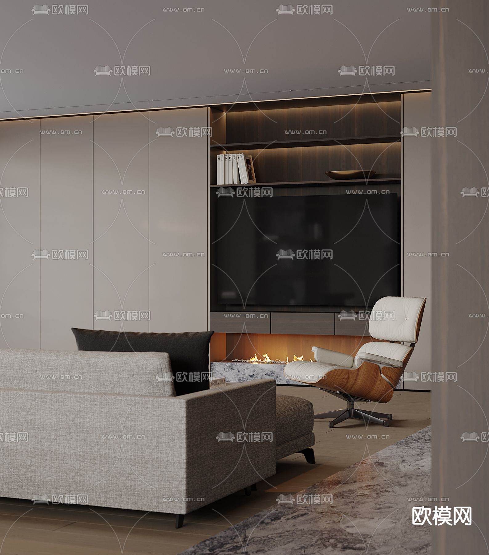 高级灰客餐厅3d模型下载（渲染图4）