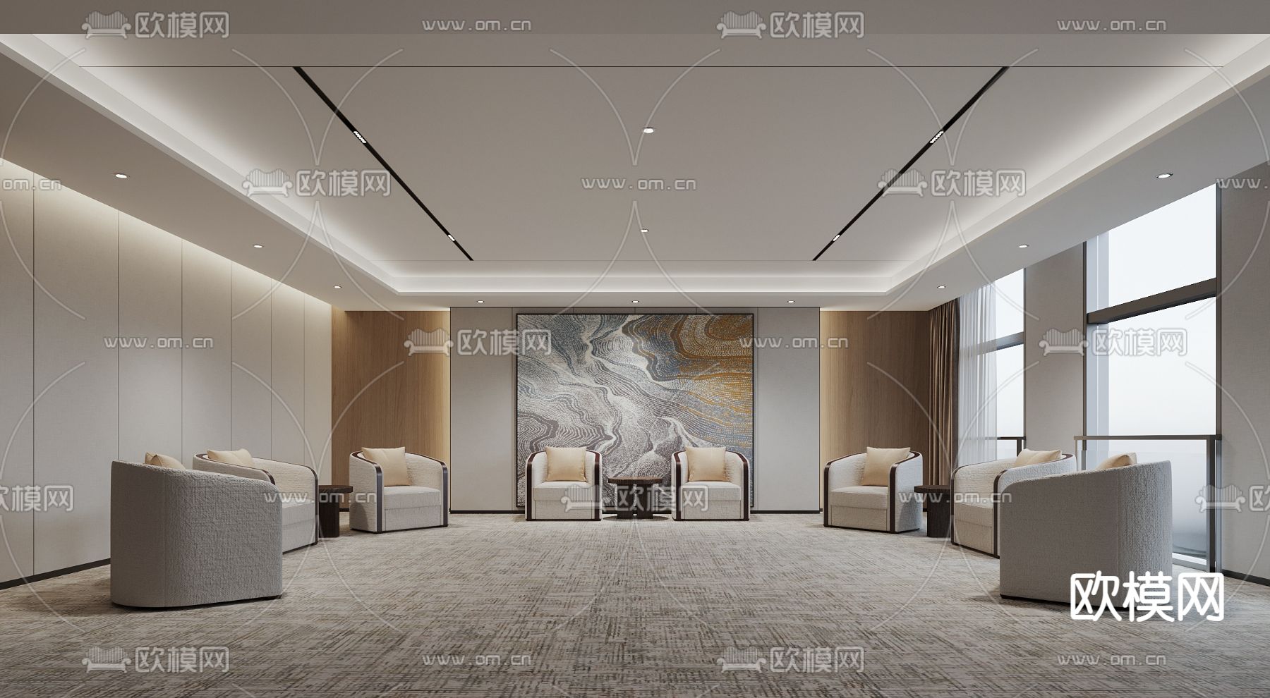 现代贵宾接待室 会客厅3d模型下载