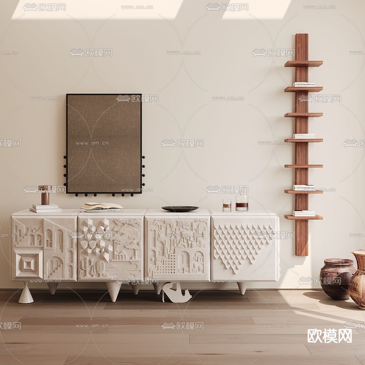 中古风电视柜3d模型下载