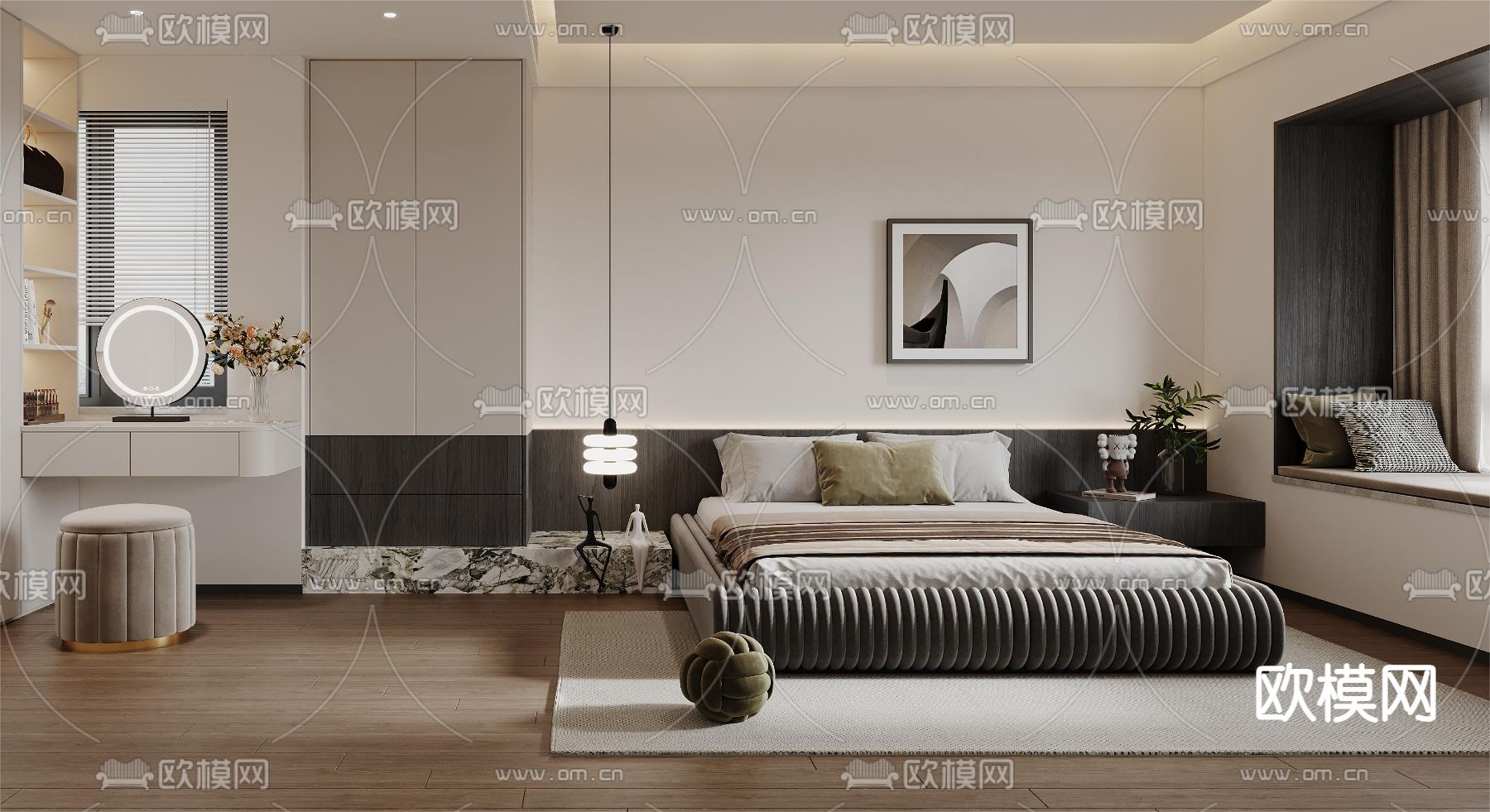 卧室 主卧 主人房3d模型下载（渲染图1）