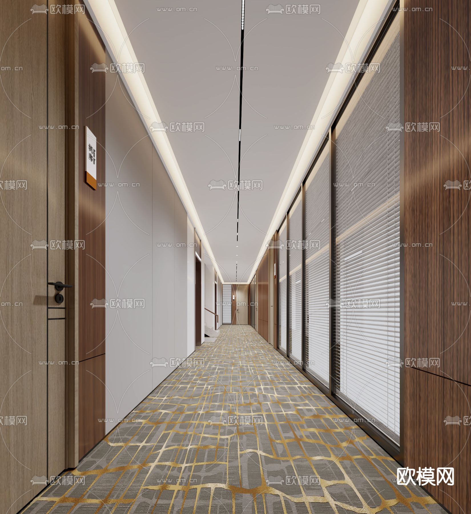 办公走廊3d模型下载