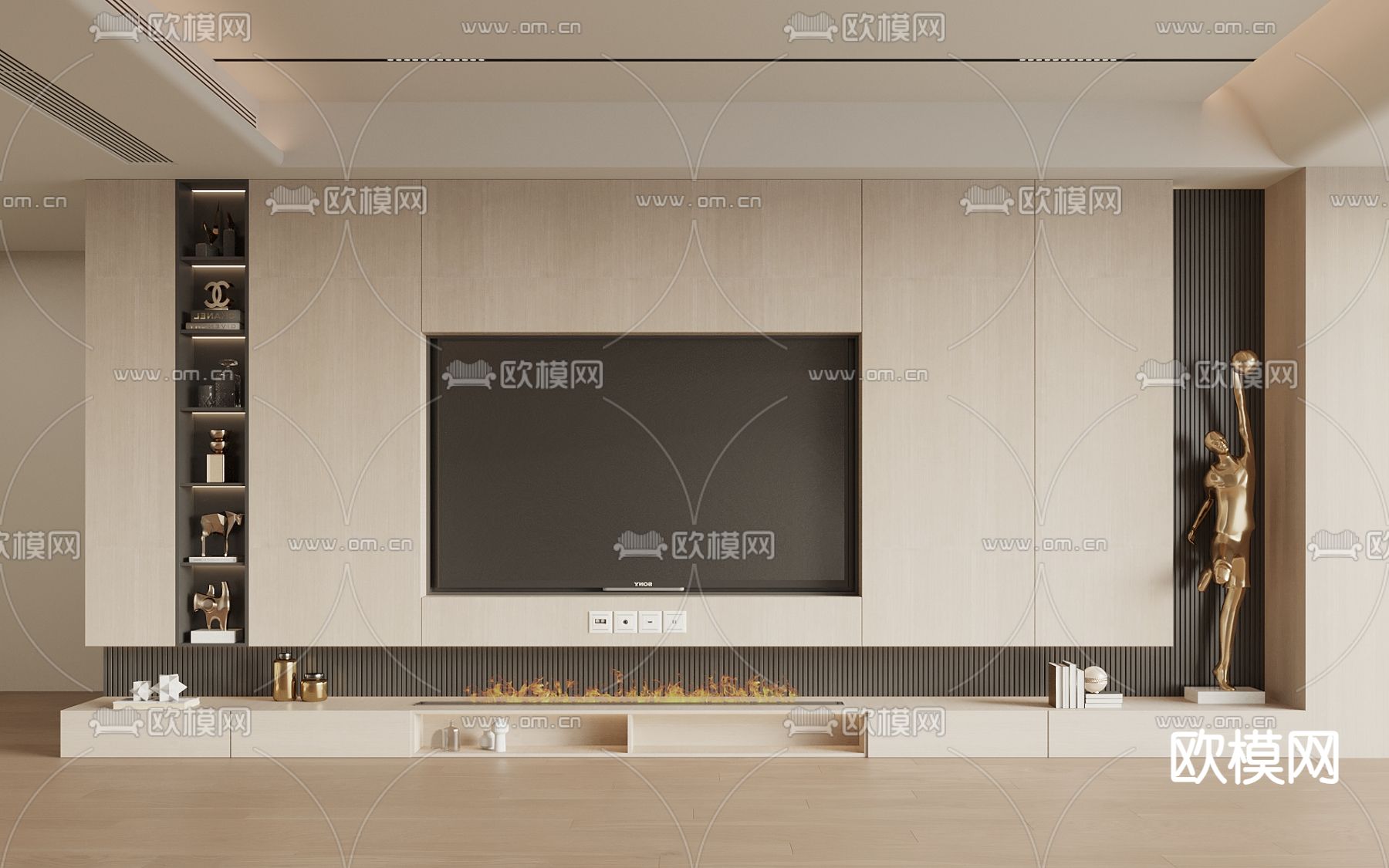 电视背景墙3d模型下载