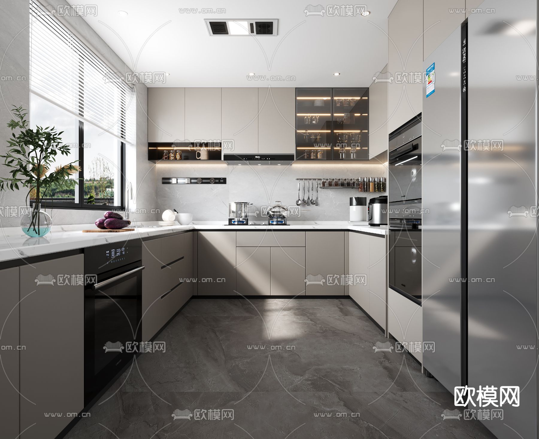 现代厨房 橱柜3d模型下载