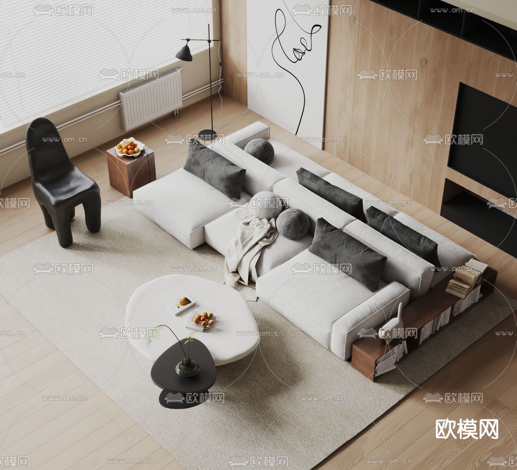 双靠沙发 组合沙发3d模型下载