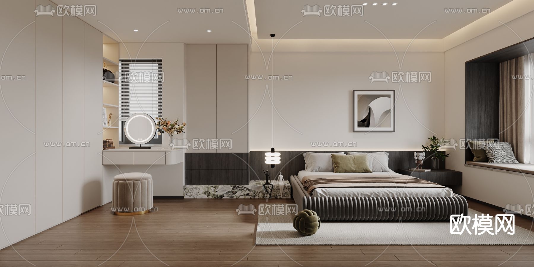 卧室 主卧 主人房3d模型下载（渲染图2）