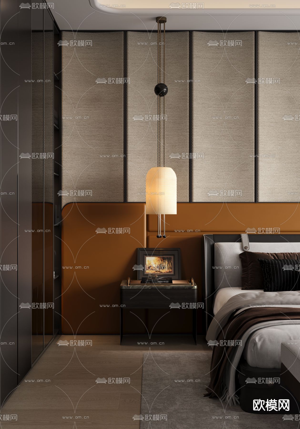 床头柜 床头灯3d模型下载