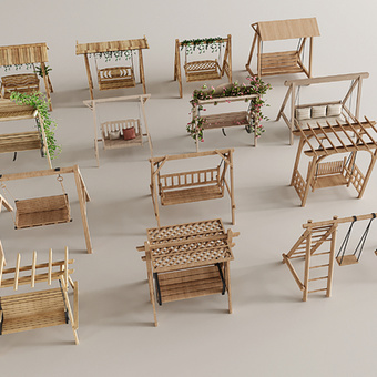 户外椅 吊椅 阳台椅 秋千 摇椅3d模型