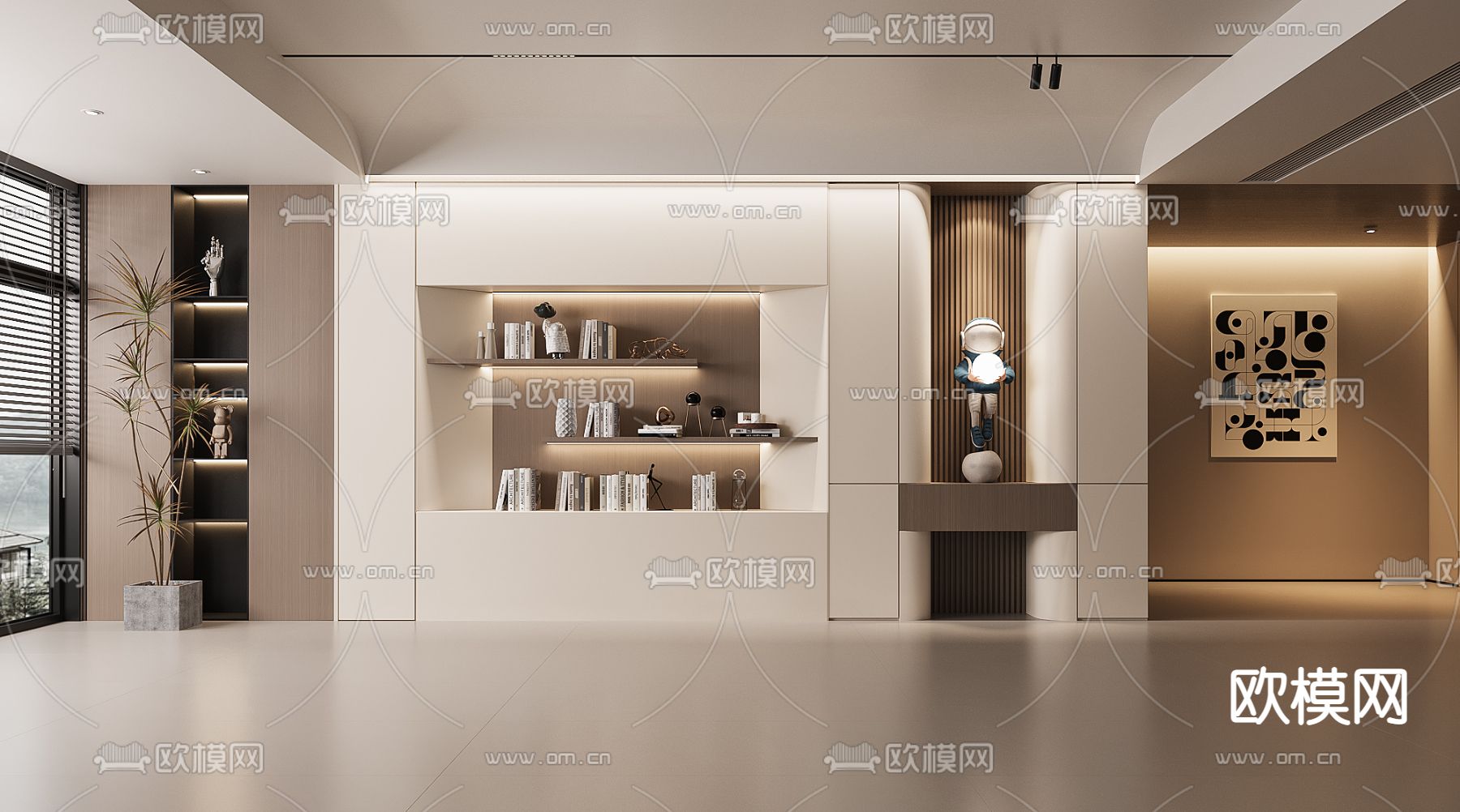 现代书柜 陈列柜3d模型下载