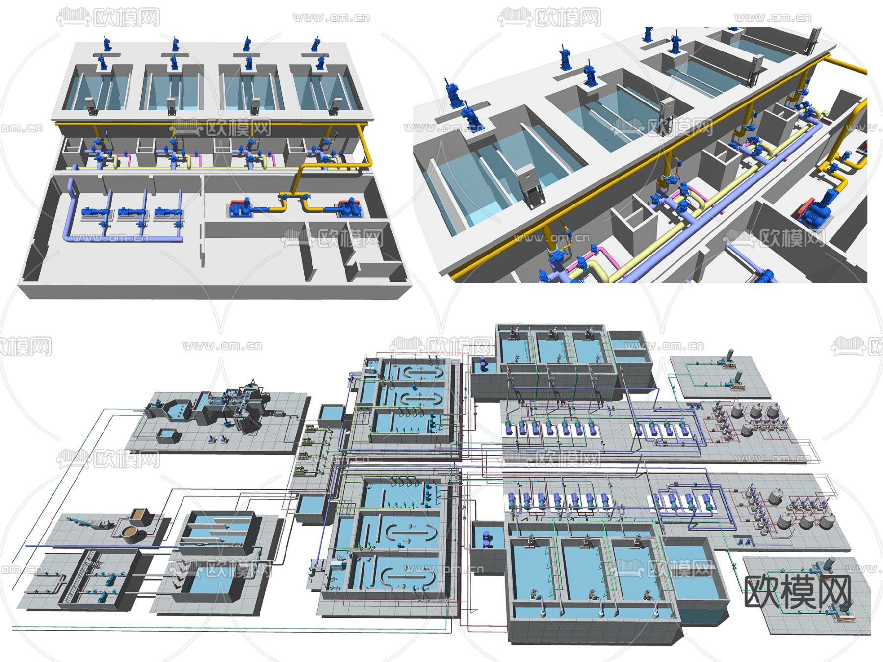 工业设备 污水处理厂 自来水厂su模型下载