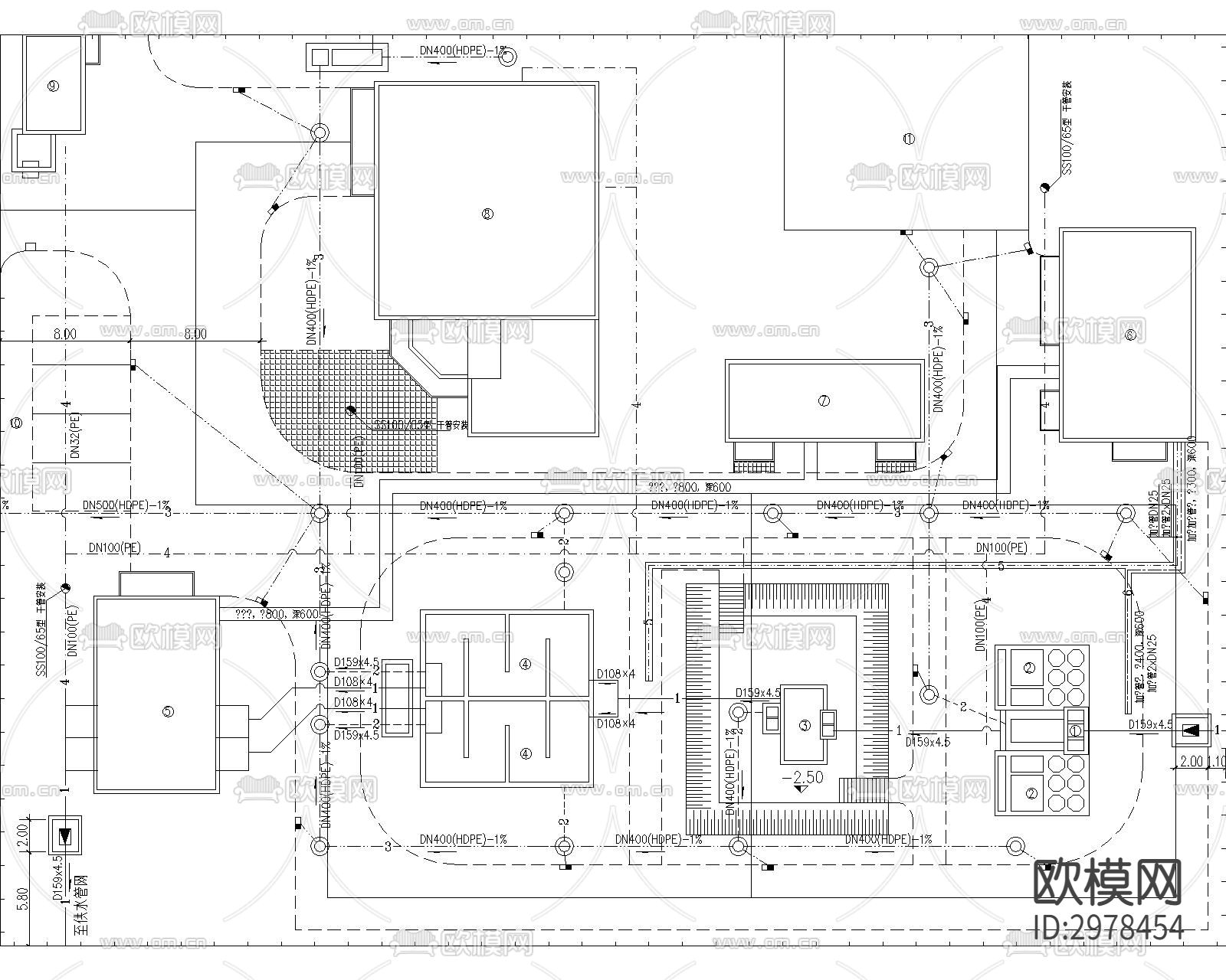 生活污水废水处理cad施工图下载（渲染图10）