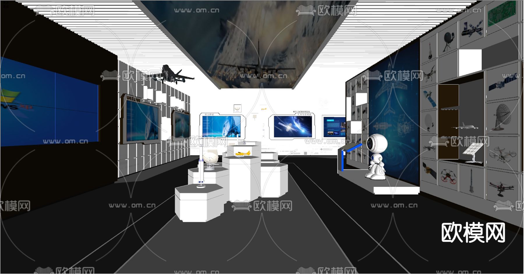 科技企业展厅su模型下载（渲染图1）