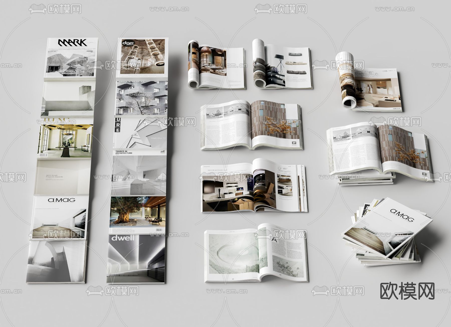 现代书籍 杂志 书本su模型下载（渲染图2）