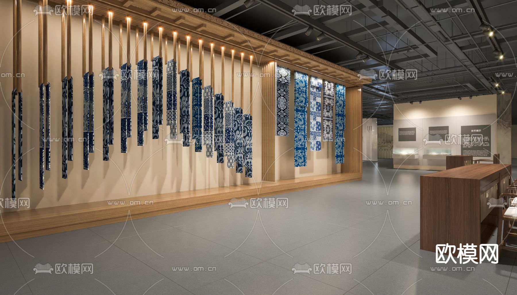 新中式手工织布展厅su模型下载（渲染图4）