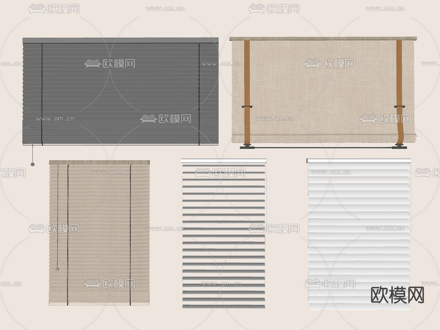 现代百叶帘 窗帘su模型下载_ID15008776_sketchup模型下载-欧模网