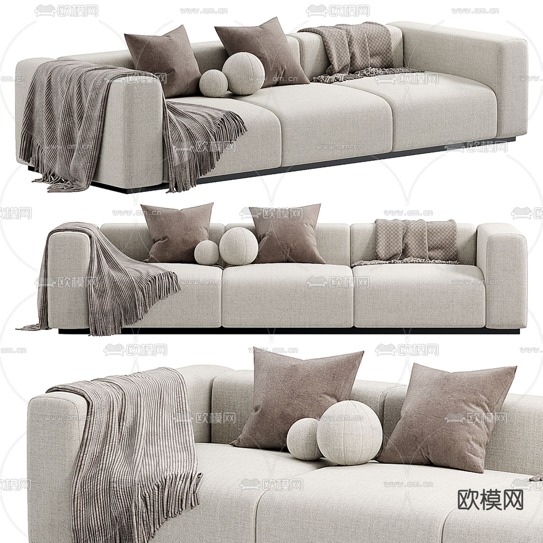 软体沙发 多人沙发 三人沙发3d模型下载
