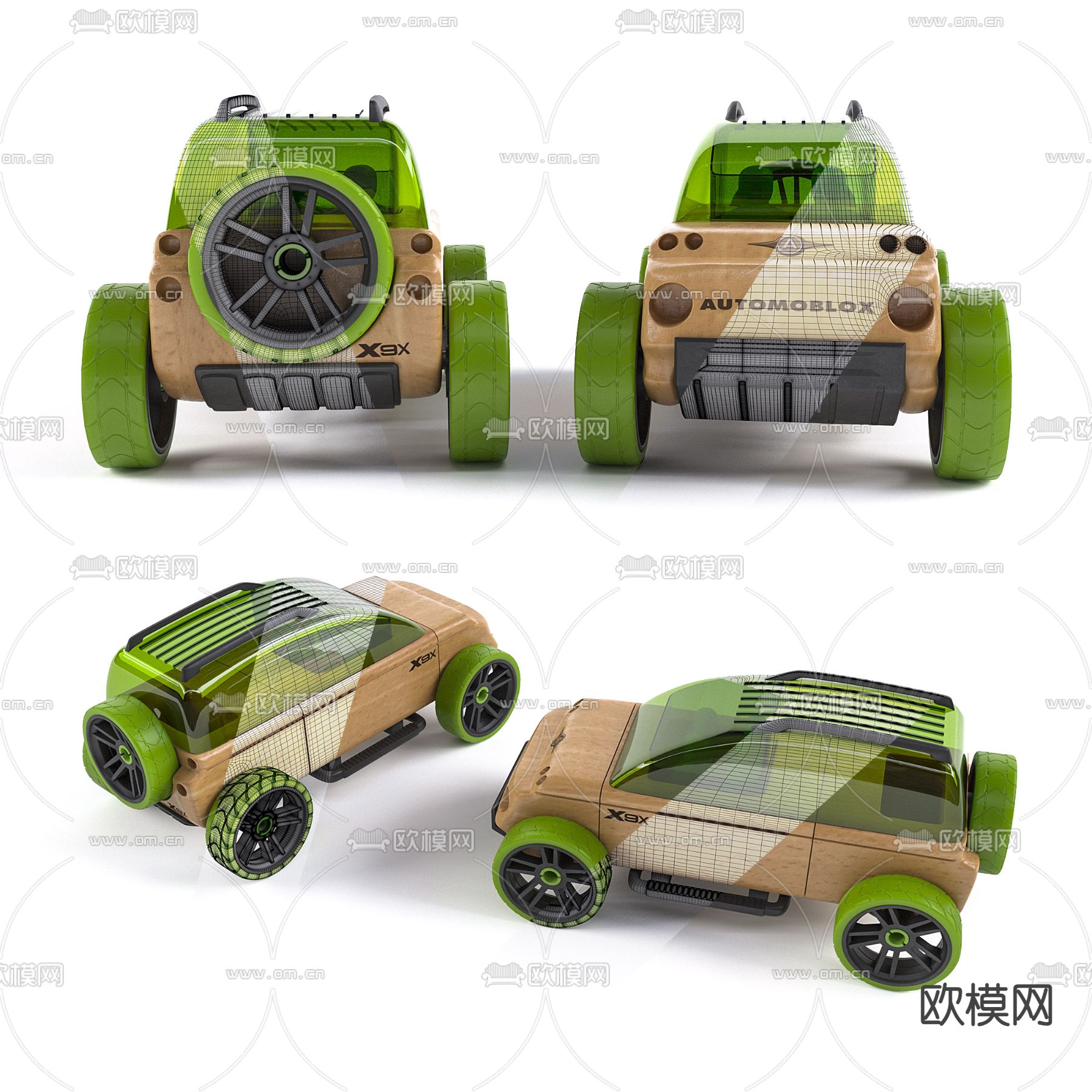 Automoblox木制车 玩具车3d模型下载（渲染图2）
