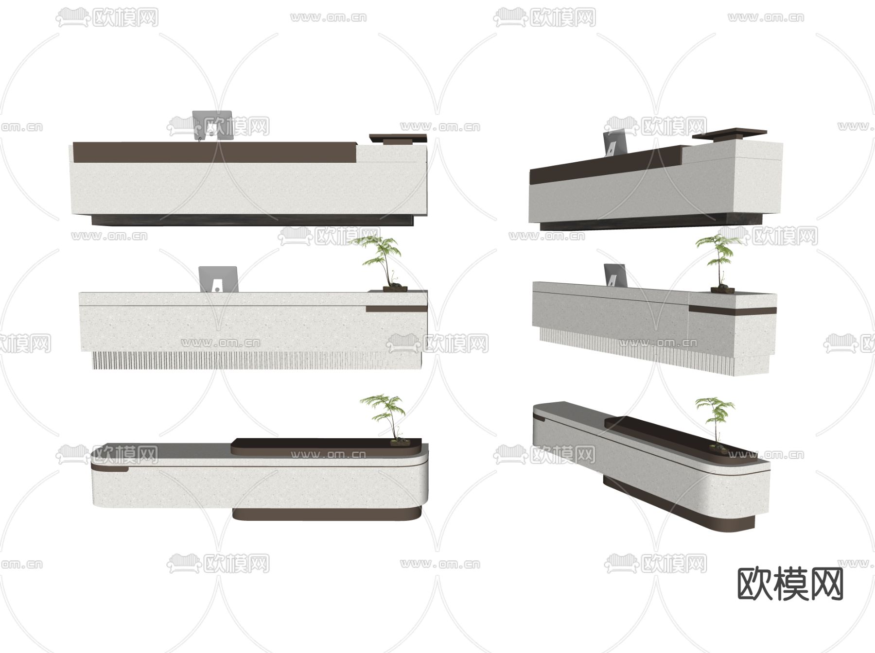 咨询台 前台 接待台su模型下载（渲染图1）