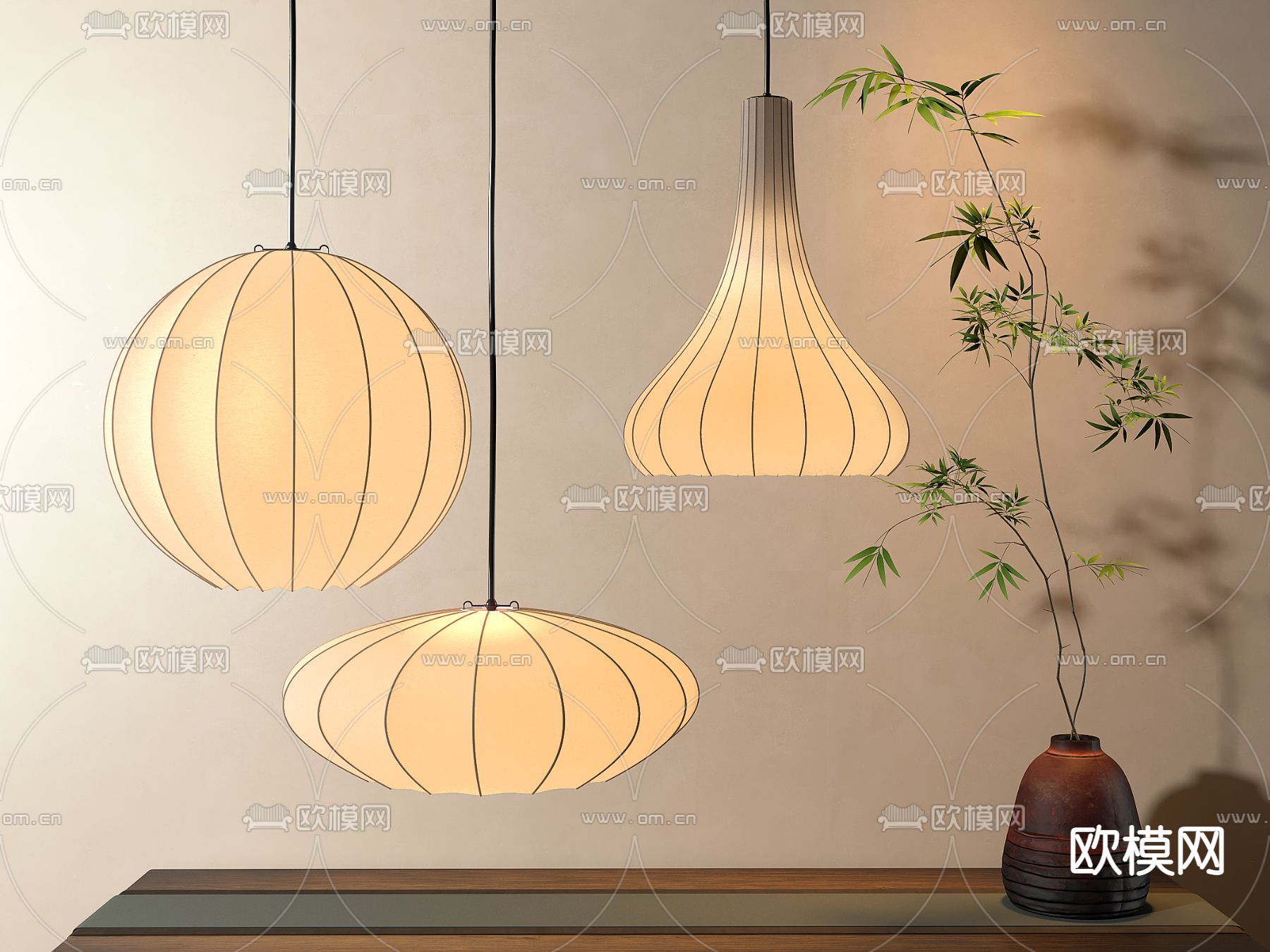 日式吊灯 纸扎吊灯3d模型下载