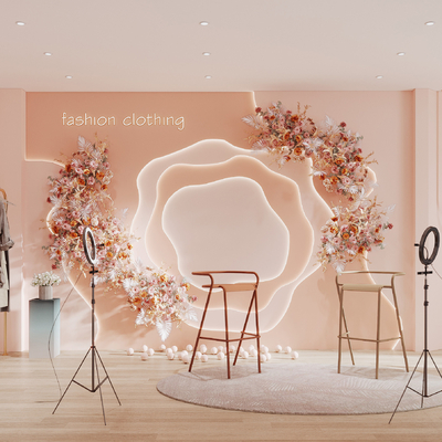  服装店直播间su模型 