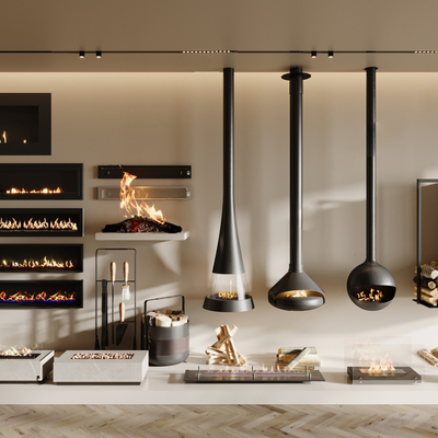  吊挂壁炉 火炉 柴火su模型 