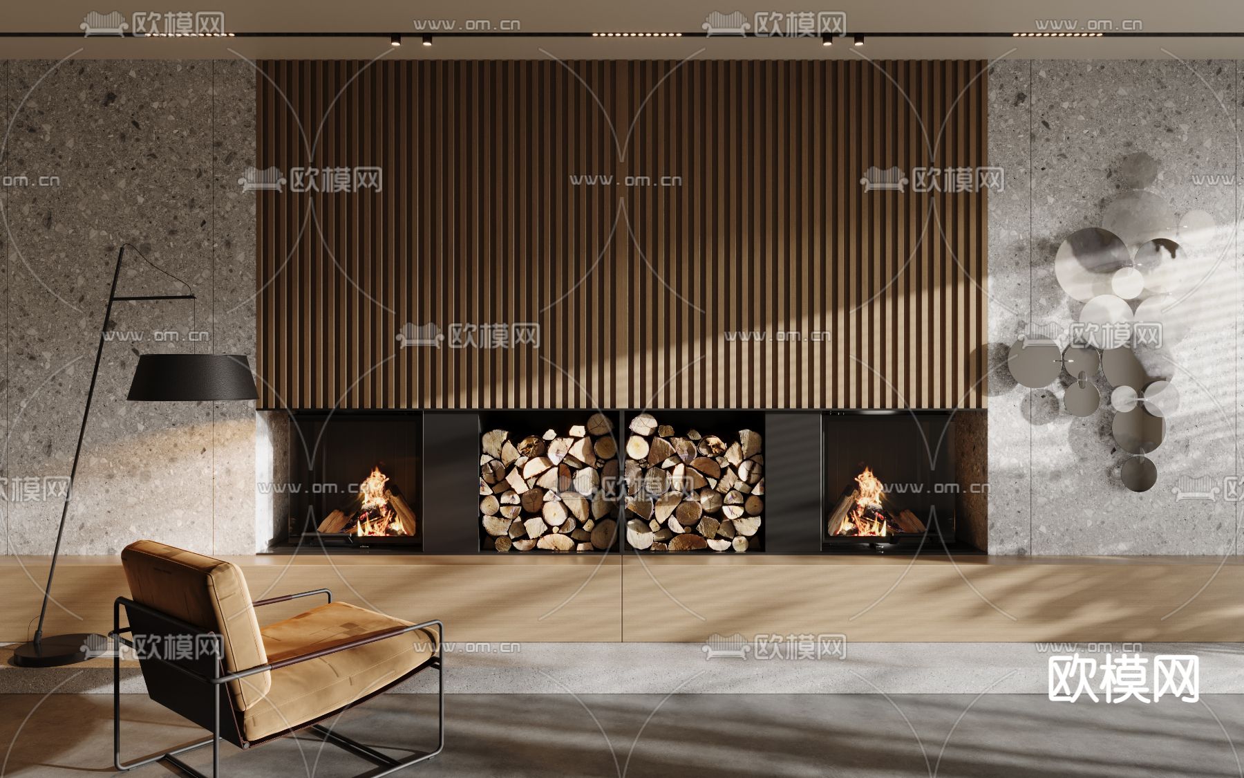 壁炉 火炉 柴火 木柴 柴火堆3d模型下载