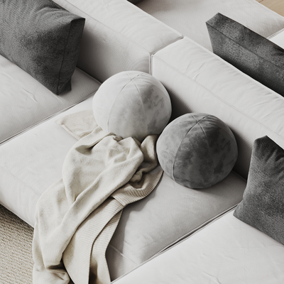  球形抱枕 沙发抱枕 毛毯su模型 