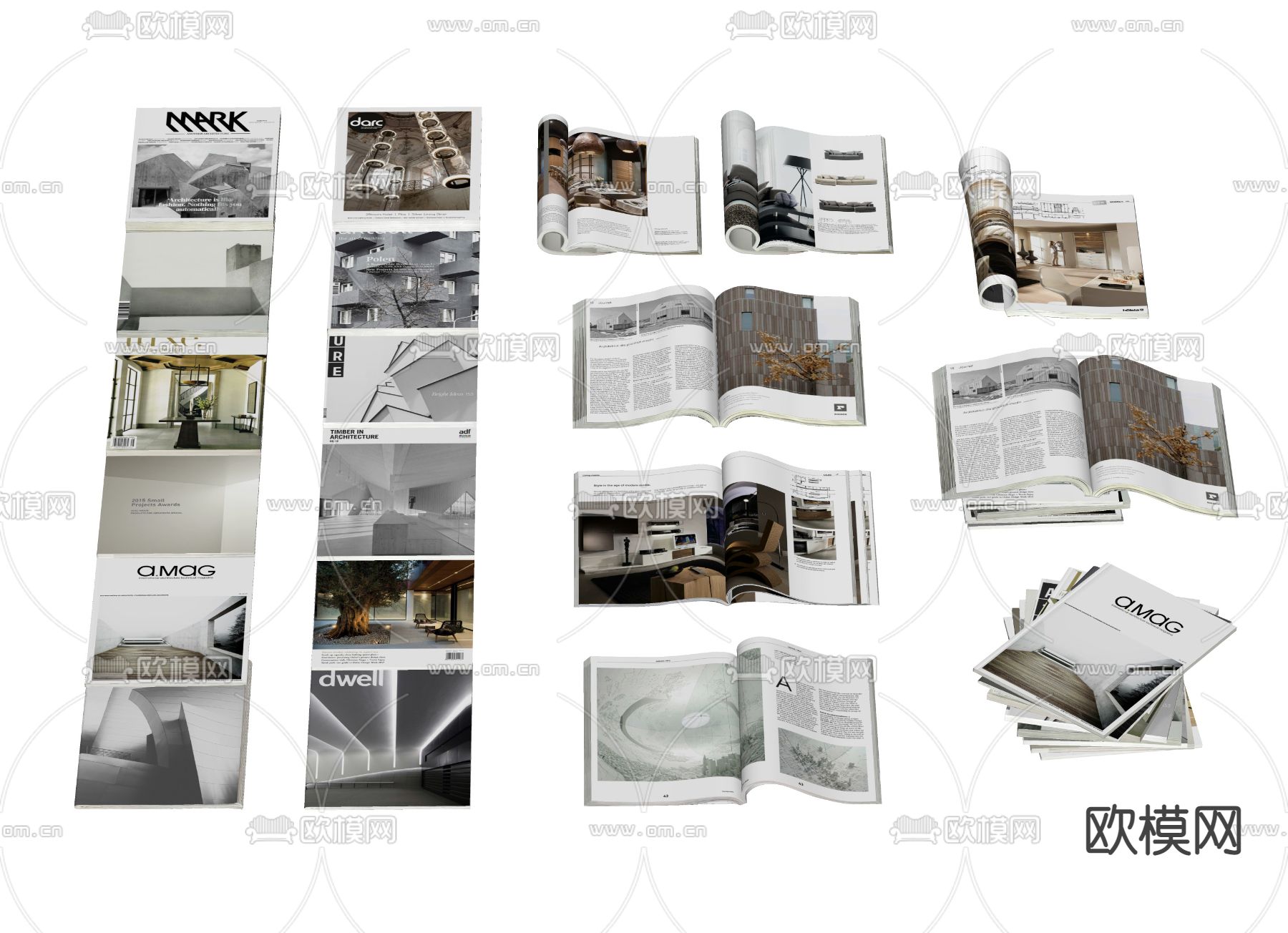 现代书籍 杂志 书本su模型下载（渲染图1）