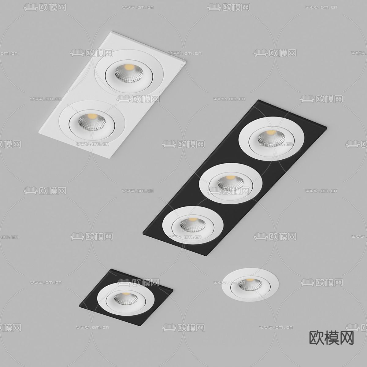 现代筒灯射灯su模型下载（渲染图2）