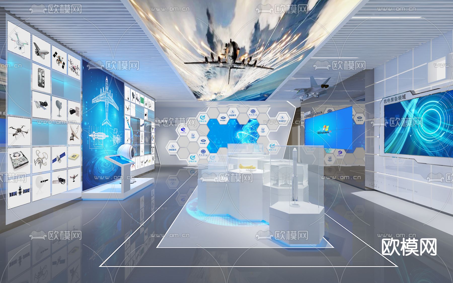 科技企业展厅su模型下载（渲染图3）