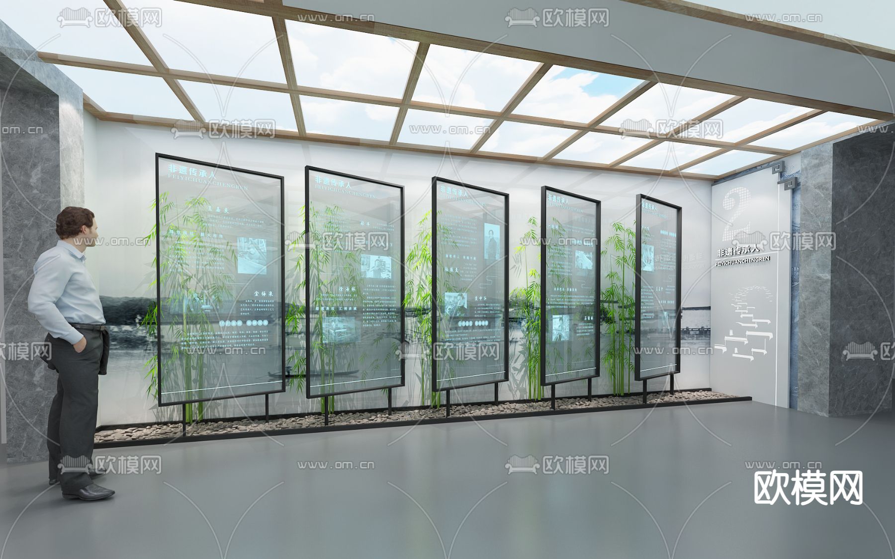 现代非遗文化展厅su模型下载（渲染图3）