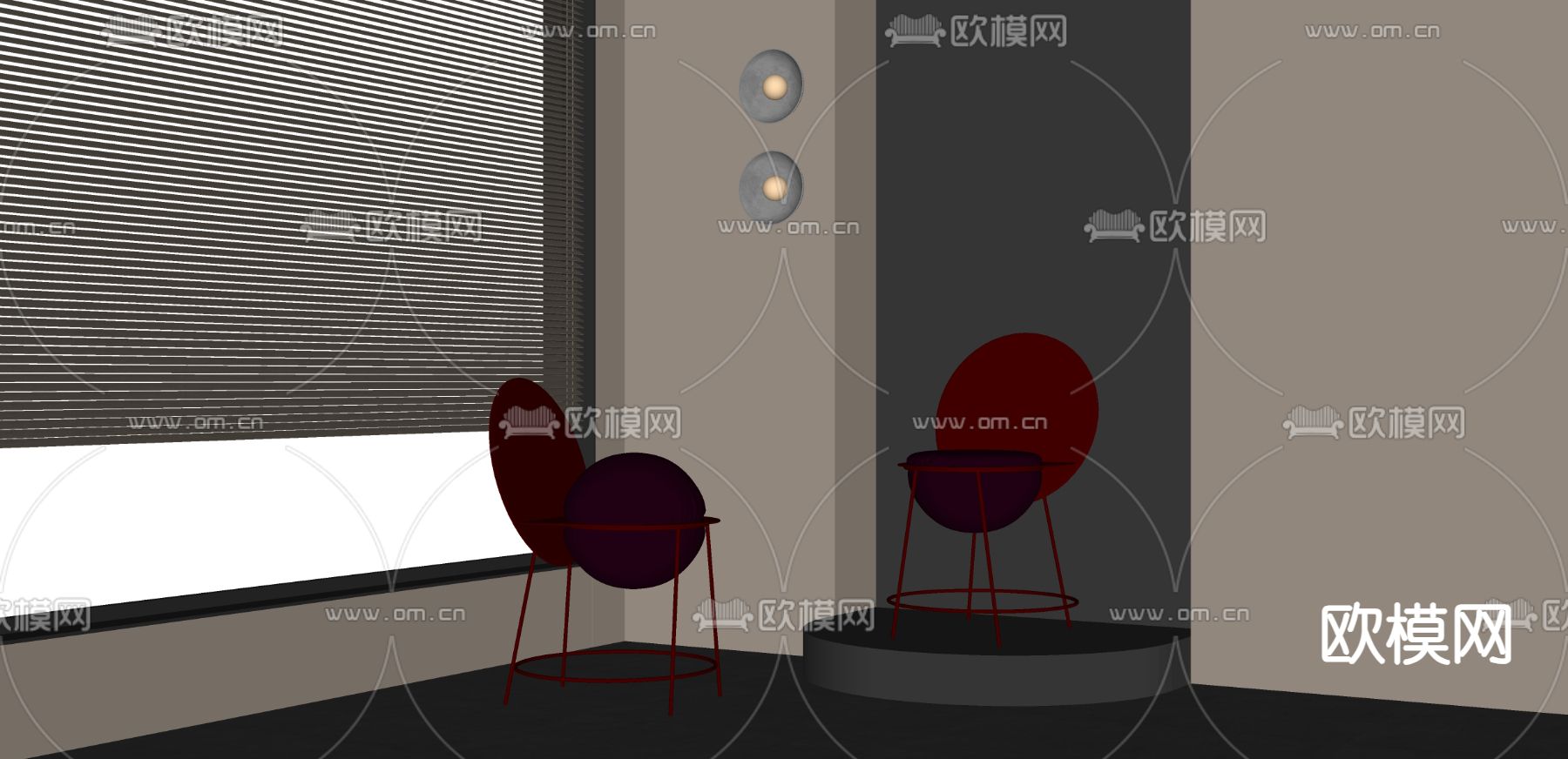 现代单椅su模型下载（渲染图1）