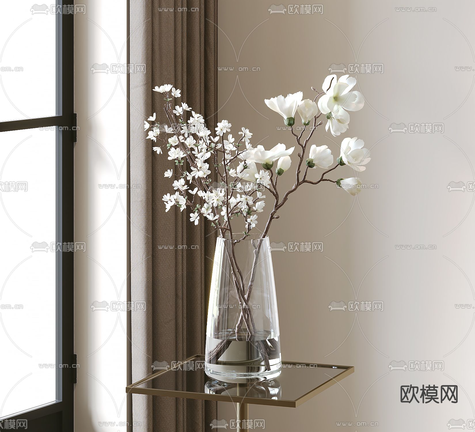 现代花瓶 花艺 干枝花su模型