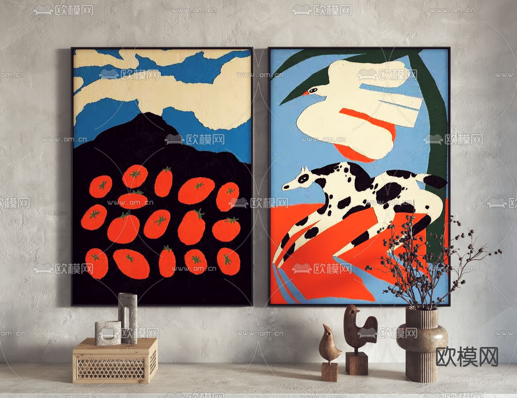 手绘画 装饰画 挂画 抽象画3d模型下载