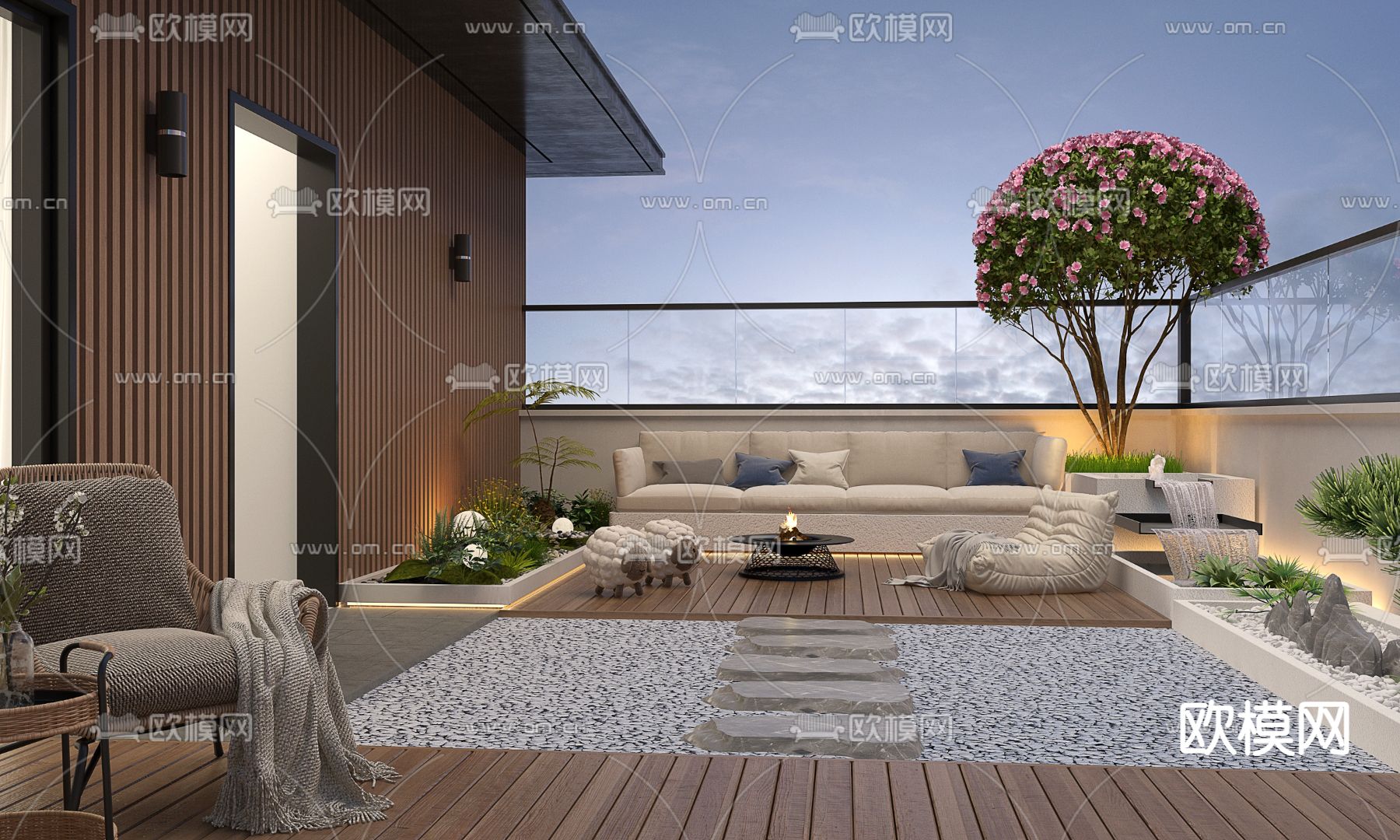 屋顶花园 露台3d模型下载