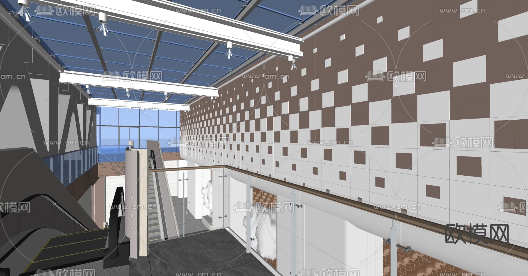 现代简约天台su模型下载（渲染图1）