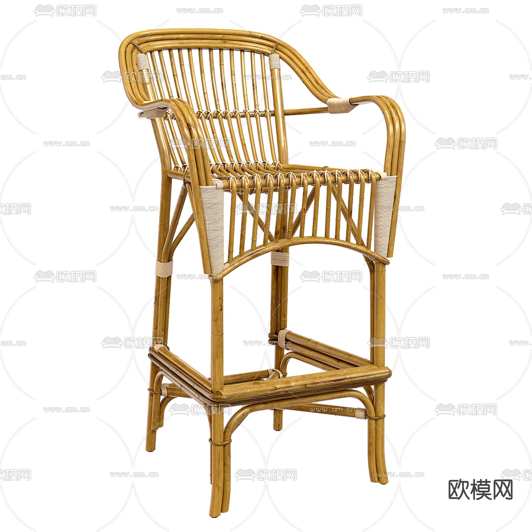 藤椅 吧椅 吧凳 高脚凳3d模型下载